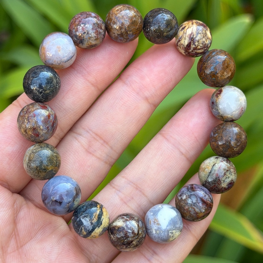 12mm stretchable multicolor pietersite bracelet 0993